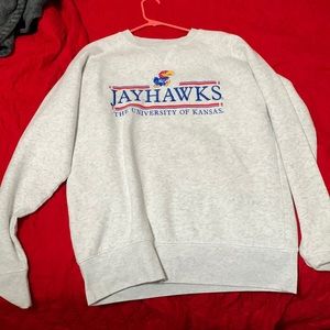 ku jayhawks light gray pullover (medium)
